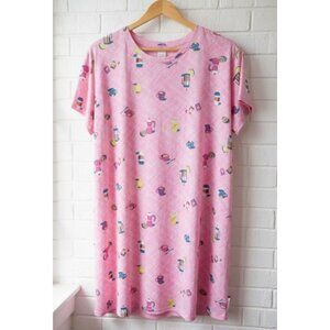 Joyspun Women's Plus Size Nightgown 2X/3X - Pink Coffee Print Sleep Dress Pocket